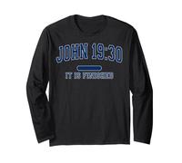 John 19:30 It is Finished Bible Verse Navy Blue Varsity Long Sleeve T-Shirt