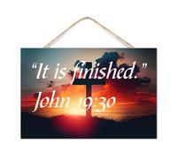 John 19:30 It Is Finished Wooden Signs Bible Verse Quote Wood Pallet Wall Plaque Sign 12x8in Bible Verse Quote Wall Decoration Vintage Wood Sign for Offices House