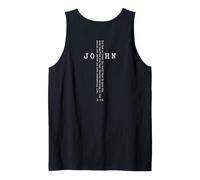 John 3:16 Bible Verse Back Print Christian Cross Tank Top