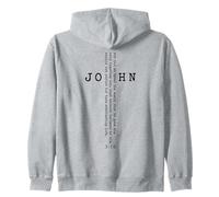 John 3:16 Bible Verse Christian Cross Back Print Zip Hoodie