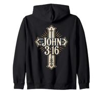 John 3:16 Christian Cross Bible Verse Scripture Zip Hoodie
