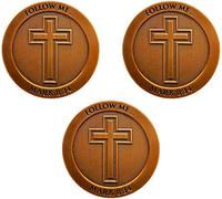 John 3:16 Coin, Bulk Pack of 3, for God so Loved The World Bible Verse Challenge Coin, Memory Verse Pass Along Handout for Bible Study and Sunday School, Cross Coin Pocket Token, Religious Gift