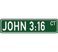 John 3-16 Ct Sign Novelty John 3-16 Decor John 3-16 Street Sign Wall Art Decor For Home Farmhouse Bar Cafe Man Cave Road Sign 40X10 CM