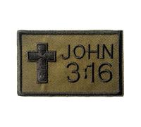 John 3:16 Embroidery Patches, Christian Bible Jesus EmblemTactical Military Morale Patch Hook and Loop Badge Sew On for Clothing, Dress, Hat, Backbags