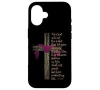 John 3:16 For God So Loved The World Bible Verse with Cross Case for iPhone 16