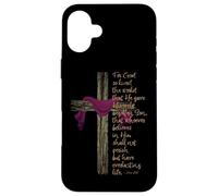 John 3:16 For God So Loved The World Bible Verse with Cross Case for iPhone 16 Plus