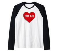 John 3:16 GOD So Loved The World Bible Verse Reference Heart Raglan Baseball Tee