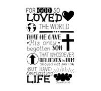 John 3 16 Hand Lettering Bible Verse Mural and Wall Vinyl Decal 36x56.6cm Car Body Decoration Black