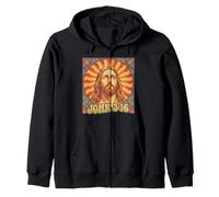 John 3:16 Jesus Retro 70s Christian Scripture Zip Hoodie
