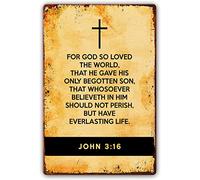 John 3 16 Metal Signs Poster Bible Verses Wall Decor Scripture Decoration Wall Painting for Living Room Prints Bathroom Photos Printing Pictures Painting for Bedroom 6x8 Inch