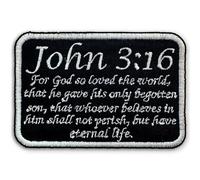 John 3 16 Patch for God So Loved Patches Christian Faith Religious Inspirational Bible Verse Quote Sew On/Iron On Embroidery Patch for Jackets, Backpack, Hat, Uniform DIY Patches Gifts for Her Him