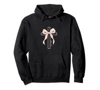John 3:16 Pink Bow Cross - Gentle Christian Faith Design Pullover Hoodie