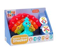 John Adams | Play Tots - Rainbow Peacock Stacker | Stack, play and create with this colourful character preschool toy | Baby and Toddler Toys | Ages 18m+