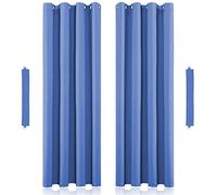 John Aird Blackout Curtains Eyelet with Tie Backs - Thermal, Energy Saving Curtains for Bedroom & Living Room (Blue, 229cm Width x 274cm Drop (90"x 108")