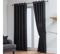 John Aird Blackout Curtains Eyelet with Tie Backs - Thermal, Energy Saving Curtains for Bedroom & Living Room (Black, 168cm Width x 183cm Drop (66"x72")