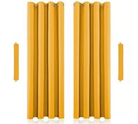John Aird Blackout Curtains Eyelet with Tie Backs - Thermal, Energy Saving Curtains for Bedroom & Living Room (Ochre, 229cm Width x 274cm Drop (90"x 108")