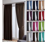 John Aird Blackout Curtains Pencil Pleat with Tie Backs (Chocolate, W 66" x L 72" (2 Panels) Thermal Energy Saving Curtains for Bedroom & Living Room