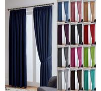John Aird Blackout Curtains Pencil Pleat with Tie Backs (Navy, W 66" x L 90" (2 Panels) Thermal Energy Saving Curtains for Bedroom & Living Room