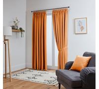 John Aird Blackout Curtains Pencil Pleat with Tie Backs (Orange, W 66" x L 72" (2 Panels) Thermal Energy Saving Curtains for Bedroom & Living Room