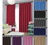 John Aird Blackout Curtains Pencil Pleat with Tie Backs (Red, W 66" x L 54" (2 Panels) Thermal Energy Saving Curtains for Bedroom & Living Room