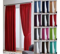 John Aird Blackout Curtains Pencil Pleat with Tie Backs - Thermal, Energy Saving Curtains for Bedroom & Living Room (Red, 117 x 183cm (46"x 72"))
