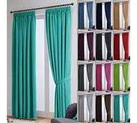 John Aird Blackout Curtains Pencil Pleat with Tie Backs - Thermal, Energy Saving Curtains for Bedroom & Living Room (Teal, 117 x 137cm (46"x 54"))