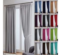 John Aird Blackout Curtains Pencil Pleat with Tie Backs - Thermal, Energy Saving Curtains for Bedroom & Living Room (Silver, 117 x 137cm (46"x 54"))
