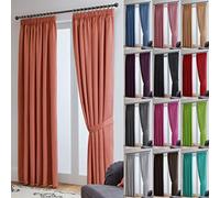 John Aird Blackout Curtains Pencil Pleat with Tie Backs - Thermal, Energy Saving Curtains for Bedroom & Living Room (Coral, 117cm Width x 183cm Drop (46"x 72")