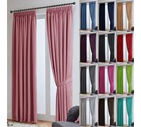 John Aird Blackout Curtains Pencil Pleat with Tie Backs - Thermal, Energy Saving Curtains for Bedroom & Living Room (Pink, 229 x 137cm (90"x 54"))