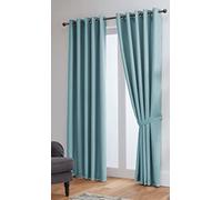 John Aird Blackout Curtains Thermal Energy Saving Eyelet Curtains for Bedroom & Living Room Including Tie Backs (Aqua, W 46" x L 72" (2 Panels)