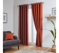 John Aird Blackout Curtains Thermal Energy Saving Eyelet Curtains for Bedroom & Living Room Including Tie Backs (Terracotta, W 66" x L 72" (2 Panels)