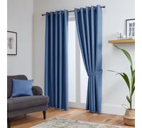 John Aird Blackout Curtains Thermal Energy Saving Eyelet Curtains for Bedroom & Living Room Including Tie Backs (Blue, W 90" x L 54" (2 Panels)