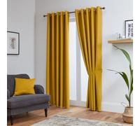 John Aird Blackout Curtains Thermal Energy Saving Eyelet Curtains for Bedroom & Living Room Including Tie Backs (Ochre, W 66" x L 54" (2 Panels)