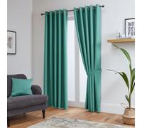 John Aird Blackout Curtains Thermal Energy Saving Eyelet Curtains for Bedroom & Living Room Including Tie Backs (Teal, W 46" x L 54" (2 Panels)