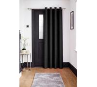 John Aird Blackout Curtains Thermal Energy Saving Eyelet Curtains for Bedroom & Living Room Including Tie Backs (Black, Door Panel W 52" x L 84" (1 Panel)