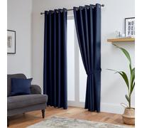 John Aird Blackout Curtains Thermal Energy Saving Eyelet Curtains for Bedroom & Living Room Including Tie Backs (Navy, W 66" x L 90" (2 Panels)