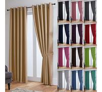 John Aird Blackout Curtains Thermal Energy Saving Eyelet Curtains for Bedroom & Living Room Including Tie Backs (Wheat, W 90" x L 90" (2 Panels)