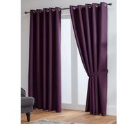 John Aird Blackout Curtains Thermal Energy Saving Eyelet Curtains for Bedroom & Living Room Including Tie Backs (Aubergine, W 66" x L 72" (2 Panels)