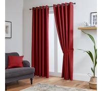 John Aird Blackout Curtains Thermal Energy Saving Eyelet Curtains for Bedroom & Living Room Including Tie Backs (Red, W 46" x L 54" (2 Panels)