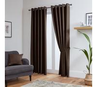 John Aird Blackout Curtains Thermal Energy Saving Eyelet Curtains for Bedroom & Living Room Including Tie Backs (Chocolate, W 66" x L 90" (2 Panels)