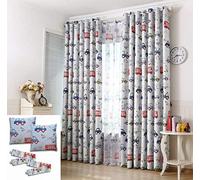John Aird Cars Thermal Blockout Eyelet Curtain Set. Cushion Covers And Tie Backs Included (90" Width x 72" Drop)
