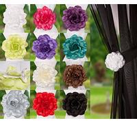John Aird Clip-On Rose Flower Tie Backs/Holdbacks 10 Colours Available For Voile & Net Curtain Panels (Mocha)