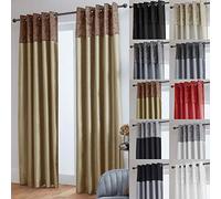 John Aird Crushed Velvet Band Faux Silk Eyelet Curtains (Mocha, 46" Wide x 90" Drop)