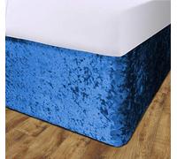 John Aird Crushed Velvet Elasticated Divan Bed Valance (Blue, Super King)