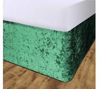 John Aird Crushed Velvet Elasticated Divan Bed Valance (Emerald Green, Small Double)
