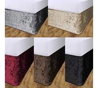 John Aird Crushed Velvet Elasticated Divan Bed Valance (Mocha, Double)
