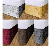 John Aird Crushed Velvet Elasticated Divan Bed Valance (Ochre, Single)