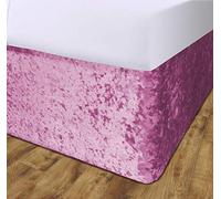 John Aird Crushed Velvet Elasticated Divan Bed Valance (Pink, Small Double)