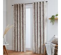 John Aird Crushed Velvet Fully Lined Eyelet Curtains (Cream, 66" Wide x 72" Drop)