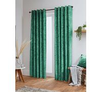 John Aird Crushed Velvet Fully Lined Eyelet Curtains (Emerald Green, 90" Wide x 72" Drop)